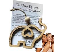 Ornement d'éléphant d'amitié, ornement d'éléphant de fraternité, ornement d'éléphant en bois pour tronc de femme, beau symbole des sœurs et des amis, avec sac en gaze transparent pour sac à