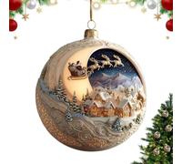Ornement D'histoire De Noël 2D, Décoration Suspendue d'arbre De Boule | Boucle De Suspension Intégrée Et Scène Hivernale Superposée Pour Ajouter Un Charme De Livre D'histoires Aux Arbres, Manteaux