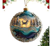 Ornement d'histoire de Noël en acrylique 2D Loup Père Noël Neige Ornement | Décoration de Noël intérieure pour fenêtre, entrée, chambre, bureau, cour, ferme, jardin, anniversaire, papa