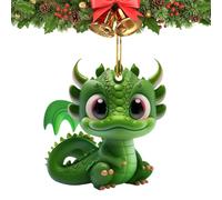 Ornement dinosaure en acrylique | Décorations d'animaux 2D pour sapin de Noël - Ornements dinosaures verts en acrylique pour poignée de porte de sapin de Noël
