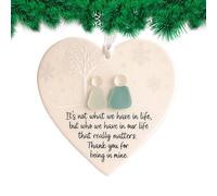 Ornement du cœur de la céramique de Noël à raccrocher - cadeau d'amitié intemporel, décoration de Noël avec bande-annonce de cœur en céramique | Souvenir saisonnier pour femmes filles adolescents adul