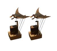 Ornement Électrique Bioniques en Bois Fait Main Représentant Une Raie Manta, Lot de 2 Automate Artisanal en Bois Représentant Une Raie Manta, Statue Réaliste Représentants Unes Raies Mantas Nageant