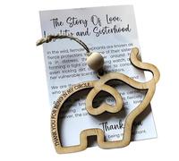 Ornement éléphant de l'amitié soeurs, éléphant en bois sœurs de l'amitié - ornement éléphant femme soeur amitié | Amis symbole d'éléphant avec histoire pour sac en tissu, sac de marin