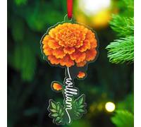 Ornement en acrylique en forme de fleur de souci, cadeau pour les amateurs de fleurs de mois de naissance, décoration de Noël à suspendre pour mois de naissance en octobre 2025