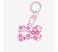 Ornement en acrylique en forme d'os de chien avec impression flamant rose et beignets, plaque d'identification personnalisée pour animal de compagnie, porte-clés en forme d'os