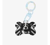 Ornement en acrylique imprimé pied-de-poule en forme d'os de chien, porte-clés, emballage cadeau, pour les amoureux des animaux