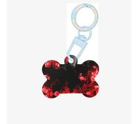 Ornement en acrylique pour chien avec impression abstraite, rouge, noir, blanc, en forme d'os