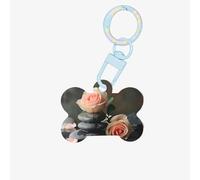 Ornement en acrylique pour chien en forme d'os de chien avec pierre spa et roses imprimées, porte-clés, emballage de cadeaux, pour les amoureux des animaux