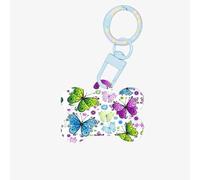 Ornement en acrylique pour chien en forme d'os de papillon coloré printanier, porte-clés pour les vacances pour les amoureux des animaux de compagnie, cadeau pour chiens
