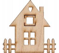 Ornement en bois contreplaqué - Maison avec clôture