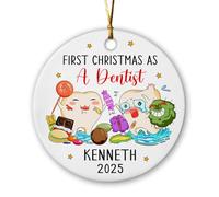 Ornement en céramique « 1st Christmas As A Dentist » 2025, décoration souvenir de dentiste personnalisée, premier Noël en tant que dentiste en céramique, cadeau pour dentiste médical, ornement à