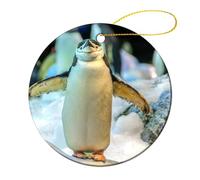 Ornement en Céramique 7.3CM, Animal Pingouin Rire Amusement Céramique À Suspendre Personnalisée Décoration d'arbre De Noël Vintage Pendentifs Décoration pour Maison Fête du Nouvel Home Decor