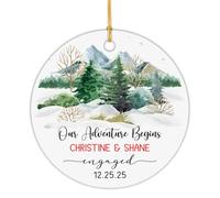 Ornement en Céramique 7.3CM, Notre Aventure Commence Fiancée Céramique À Suspendre Vintage Pendentifs Décoration Détachables Ornements d'arbre De Noël pour Home Decor Maison Fête