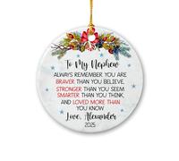 Ornement en Céramique À Mon Neveu Céramique À Suspendre Esthétique Ornements d'arbre De Noël Embellissement Pendentifs Décoration pour Maison Fête Arbre De Noël