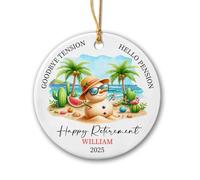 Ornement en Céramique Adieu Le Stress, Bonjour La Retraite Céramique À Suspendre Détachables Boule De Noëls Personnalisée Décoration d'arbre De Noël pour Enfant Fête Home Decor