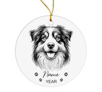 Ornement en Céramique Berger Australien Céramique À Suspendre Décoration Boule De Noëls pour Enfant Fête De Vacances Home Decor 7.3 CM