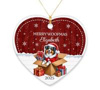 Ornement en Céramique Berger Australien Céramique À Suspendre Esthétique Ornements d'arbre De Noël pour Fête du Nouvel Home Decor Fête De Vacances 7.3 Cm