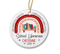 Ornement en Céramique Bibliothécaire Scolaire Céramique À Suspendre Esthétique Pendentifs Décoration Détachables Ornements d'arbre De Noël pour Fête Enfant Home Decor