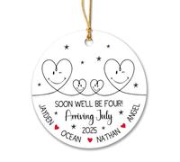 Ornement en Céramique Bientôt, Nous Serons Quatre Céramique À Suspendre Esthétique Boule De Noëls Vintage Décoration d'arbre De Noël pour Maison Home Decor Enfant