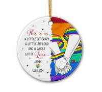 Ornement en Céramique Ceci Est Notre LGBT Céramique À Suspendre Esthétique Décoration d'arbre De Noël Personnalisée Ornements d'arbre De Noël pour Fête Enfant Maison