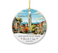 Ornement en Céramique Charleston, Caroline du Sud Céramique À Suspendre Personnalisée Ornements d'arbre De Noël Détachables Pendentifs Décoration pour Fête Maison Home Decor 7.3CM