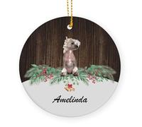 Ornement en Céramique Chien Chinois À Crête Céramique À Suspendre Personnalisable Boule De Noëls pour Home Decor Fête du Nouvel Enfant 7.3 Cm