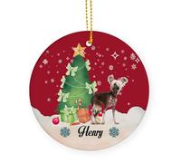 Ornement en Céramique Chien Chinois À Crête Céramique À Suspendre Personnalisable Boule De Noëls pour Home Decor Maison Fête du Nouvel 7.3 Cm