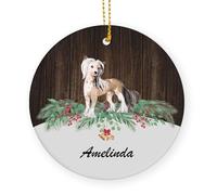 Ornement en Céramique Chien Chinois À Crête Céramique À Suspendre Personnalisable Décoration D'Arbres De Noëls pour Enfant Maison Fête De Vacances 7.3 Cm