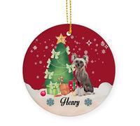 Ornement en Céramique Chien Chinois À Crête Céramique À Suspendre Personnalisable Ornements d'arbre De Noël pour Home Decor Fête du Nouvel Fête De Vacances 7.3 Cm