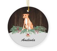 Ornement en Céramique Chien Courant Andalou Céramique À Suspendre Personnalisable Ornements d'arbre De Noël pour Maison Enfant Home Decor 7.3 Cm