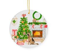 Ornement en Céramique Chien De Berger Allemand Céramique À Suspendre Personnalisable Ornements d'arbre De Noël pour Enfant Fête De Vacances Home Decor 7.3 Cm