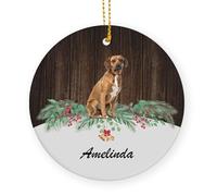Ornement en Céramique Chiens Rhodesianes À Crête Dorsale Bruns Céramique À Suspendre Personnalisable Ornements d'arbre De Noël pour Maison Home Decor Fête du Nouvel 7.3 Cm