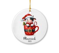 Ornement en Céramique Coupe Sacrée De La Vache Céramique À Suspendre Esthétique Boule De Noëls Vintage Ornements d'arbre De Noël pour Home Decor Maison Fête du Nouvel 7.3CM