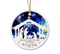 Ornement en Céramique Dieu A Tant Aimé Le Monde Céramique À Suspendre Esthétique Ornements d'arbre De Noël Vintage Pendentifs Décoration pour Maison Home Decor Enfant