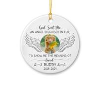 Ornement en Céramique Dieu m'a Envoyé Un Ange Déguisé en Fourrure Céramique À Suspendre Esthétique Ornements d'arbre De Noël Embellissement Pendentifs Décoration pour Maison De Noël Home Decor