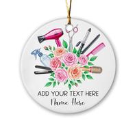 Ornement en céramique en forme de sapin de Noël personnalisé pour coiffeur, texte et nom personnalisés - Décoration de Noël 2025 - Cadeaux pour salon de coiffure - Ornements de Noël personnalisés pour