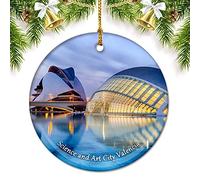 Ornement en Céramique Espagne Cité des Sciences Et des Arts Valence Arbre De Noël Ornements Esthétique Boule De Noëls Détachables Décoration d'arbre De Noël pour Fête Maison Home Decor 7.3CM