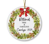 Ornement en céramique fabuleux et gratuit à la retraite, ornement de retraite personnalisé pour femmes, hommes, collègues, amis, décorations de Noël personnalisées pour la retraite 2025, décorations