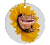 Ornement en Céramique Gecko À Crête Rouge À Visage De Tournesol Boule De Noëls Vintage Céramique À Suspendre Rétro Ornements d'arbre De Noël pour Fête Arbre De Noël Maison