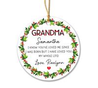 Ornement en Céramique Grand-Mère, Je T'Ai Aimée Toute Ma Vie Céramique À Suspendre Vintage Décoration d'arbre De Noël Détachables Pendentifs Décoration pour Fête Maison Home Decor