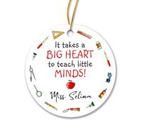 Ornement en Céramique Il Faut Un Grand Cœur pour Enseigner Aux Petits Esprits Céramique À Suspendre Personnalisée Pendentifs Décoration Détachables Ornements d'arbre De Noël pour Maison Fête