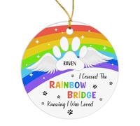 Ornement en Céramique J'Ai Traversé Le Pont Arc-en-Ciel en Sachant Que J'Étais Aimé Céramique À Suspendre Rétro Boule De Noëls pour Home Decor Maison Fête du Nouvel 7.3 CM