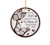 Ornement en Céramique J'Ai Un Ange Au Ciel Que J'Appelle Maman Céramique À Suspendre Embellissement Ornements d'arbre De Noël Rétro Boule De Noëls pour Fête Arbre De Noël Home Decor