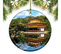 Ornement en Céramique Japon Temple Kinkakuji Kyoto Arbre De Noël Ornements Vintage Boule De Noëls Détachables Décoration d'arbre De Noël pour Maison Home Decor Fête 7.3CM