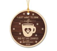 Ornement en Céramique Je Veux Juste Boire du Café Céramique À Suspendre Détachables Boule De Noëls Esthétique Décoration d'arbre De Noël pour Fête du Nouvel Fête Maison 7.3CM