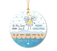 Ornement en Céramique Joyeux Merci pour Tout Ce Que Vous Faites Céramique À Suspendre Esthétique Ornements d'arbre De Noël Vintage Pendentifs Décoration pour Fête du Nouvel Maison Fête 7.3CM