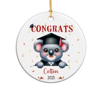 Ornement en Céramique Koala, Bonne Remise des Diplômes Céramique À Suspendre Personnalisée Boule De Noëls pour Enfant Fête De Vacances Fête du Nouvel 7.3 CM