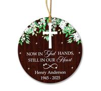 Ornement en Céramique Maintenant Entre Les Mains De Dieu Céramique À Suspendre Détachables Boule De Noëls Personnalisée Ornements d'arbre De Noël pour Enfant Maison Home Decor