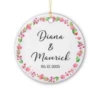 Ornement en Céramique Marié Fiancé Céramique À Suspendre Détachables Ornements d'arbre De Noël Vintage Pendentifs Décoration pour Home Decor Fête Enfant 7.3Cm