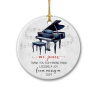 Ornement en Céramique Merci D'Avoir Fait des Leçons De Piano Un Plaisir Céramique À Suspendre Esthétique Ornements d'arbre De Noël Vintage Pendentifs Décoration pour Enfant Fête Home Decor